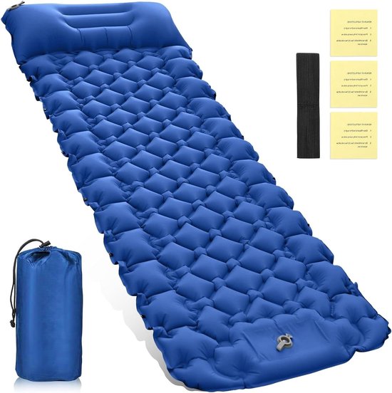 Zelfopblazende Slaapmat - Luchtmatras Kamperen - Outdoor Ontspanning - Geïntegreerde Voetpomp - 8 cm Dik - Blauw