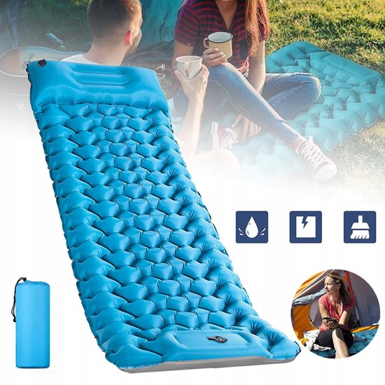 Zelfopblazende Slaapmat Met Ingebouwd Kussen - Extra Dik, Ultralicht, Compact, Geïsoleerd - Inclusief Reparatieset - Voor Backpacken, Kamperen, Wandelen En Tent