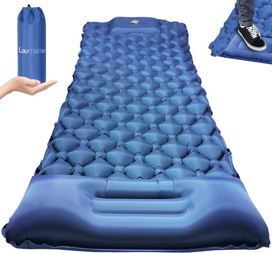 Zelfopblazende Slaapmat met Kussen - Verbreden & Verdikken - Reis-Draagbare Ultralichte Campingmatras - Waterdichte Opvouwbare Enkele Rolmatras - Outdoor Slaapbed - Blauw van Merkloos