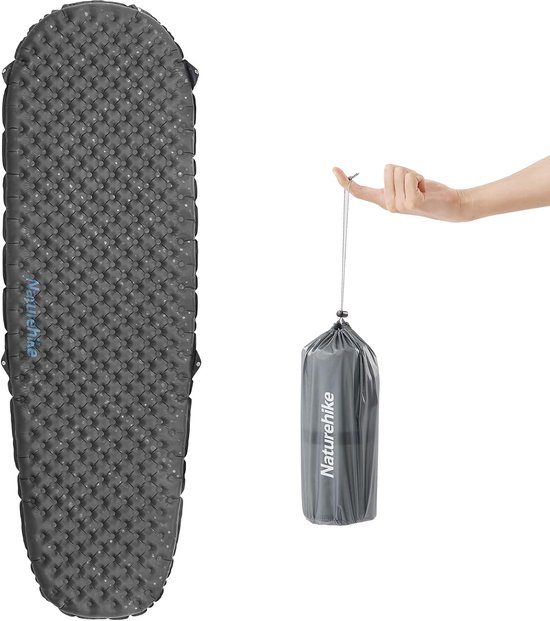 Zelfopblazende Slaapmat – Ultralicht 440g – R-Waarde 3,5 – 7 cm Dik – 183 x 58 cm – Zwart