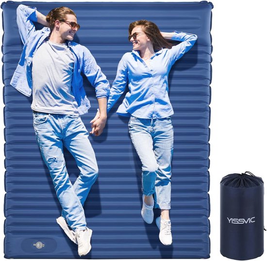 Zelfopblazende Slaapmat voor 2 Personen - Ideaal voor Kamperen en Wandelen - Turquoise Blauw van Merkloos