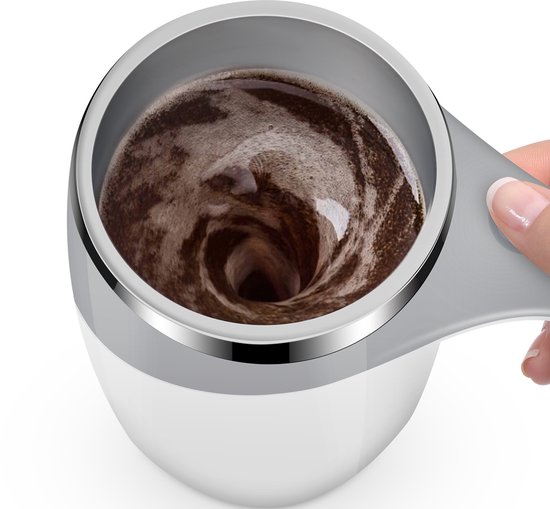 Zelfroerende mok - automatisch roerende koffiemok met 400 ml capaciteit - USB oplaadbaar - roestvrij staal - slimme mok voor koffie melk cacao - met handvat en deksel - voor kantoor en reizen .