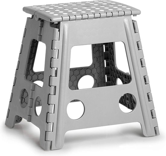 Zeller, 13036 Premium Opvouwbare Kruk Inklapbaar, Kunststof, Grijs, TÜV-goedgekeurd, Draagvermogen tot 150 kg, ca. 38,5 x 31,5 x 39 cm van Zeller