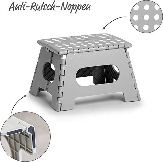 Zeller, Vouwkruk Opvouwbaar, Kunststof, Grijs, TÜV-getest, Belastbaar tot 150 kg, ca. 35 x 28 x 22 cm, Kunststof, Klein van Zeller