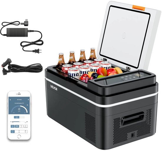 Zerova Draagbare Koelbox - Camping Koelkast - Auto - Koelen en Vriezen - Compressor - Met App en Touchscreen - 20L - Grijs