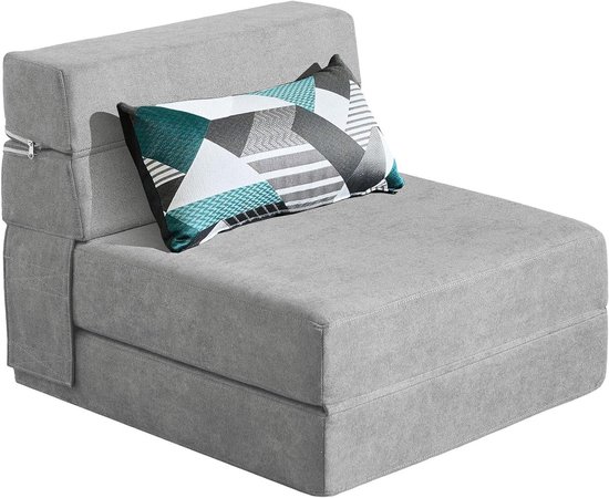 Zetelbed - Slaapbank Futon - Ruimte Besparen - Geheugenschuim - 75x70x60 cm - Lichtgrijs
