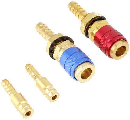ZEYNOMAX - Watergekoelde Gas Adapter - Snelkoppeling Fitting - 4 Stuks - 8mm - Messing - Lange levensduur