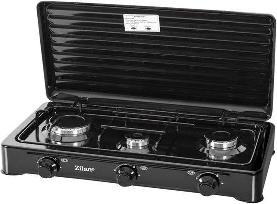 Zilan camping gasstel 3 pits - gaskookplaat - robuust - 5,43 kW - zwart van Zilan