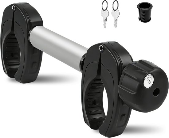 Zilveren Dubbele Framehouder Fietsendrager Afsluitbaar – 32 cm – Tussen 2 Fietsen – Universele Fietsklem Caravan & Camper
