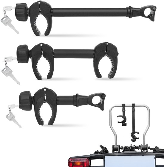 Zilveren Framehouder Set Fietsendrager (3 Stuks) - Afsluitbaar - 25/32/45 cm - Voor 1e, 2e en 3e Fiets - Universele Fietsklem Caravan & Camper