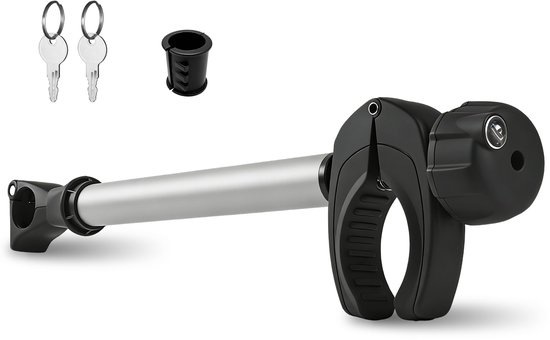 Zilveren Lange Framehouder Fietsendrager Afsluitbaar – 45 cm – Voor 3e Fiets – Universele Fietsklem Caravan & Camper