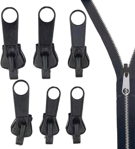 Zipper Repair Kit - Rits Vervanging - Kleding Repareren - Gereedschapsloze Installatie - 6 Stuks - Zwart