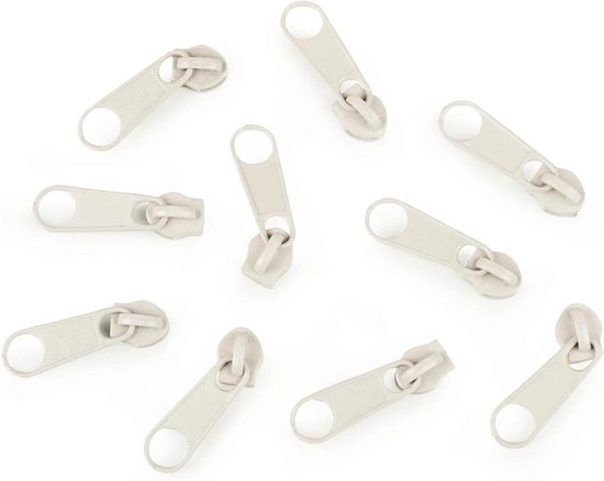 Zipper Repair Kit - Rits Vervanging Set - Kleding Repareren - Metaal Zonder Blokkeren - 10 Stuks - Lichtcrème van Merkloos