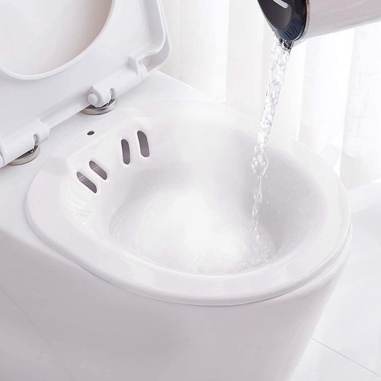 Zitbad voor het toilet, bidet-inzetstuk voor toilet, draagbaar zitbad voor aambeienbehandeling, verzorging van het kraambed, zwangere vrouwen en ouderen, voorkomt kniebuigingen (ca. 2,2 liter) van Alyen