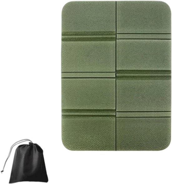 Zitmatje - Kampeer zitmatje - Opvouwbaar zitmatje - Camping zitmatje - Strand zitmatje - Reis zitmatje - Lichtgewicht - Geschikt voor buiten, speeltuinen, kamperen en wandelen - 38.5×27.5cm - Militair groen van Merkloos