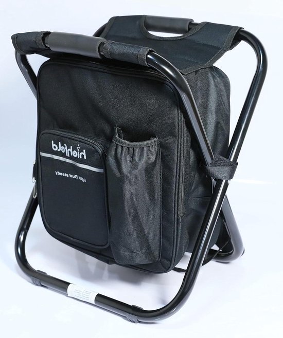 Zitrugzak draagbare campingkruk-opvouwbare outdoor kruk-36 x 29 x 41 cm-ingebouwde koeltas-voor festivals, campinguitstapjes en het strand-zwart van Zitrugzak