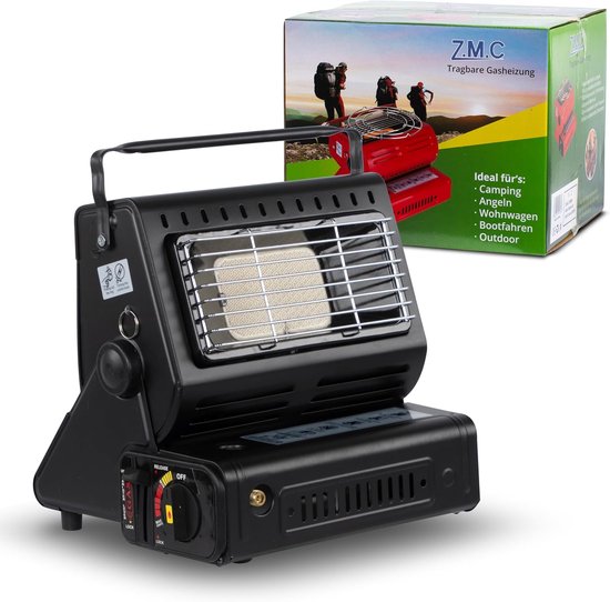 Z.M.C 2-in-1 draagbare gaskachel en gasfornuis, multifunctionele keramische kachel 1,7 kW voor kamperen, gaskachel voor buiten en terras, tuin & balkon, mobiele straalkachel met piëzo-ontsteking van Merkloos
