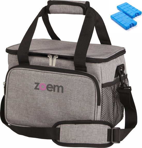 Zoem - Koeltas - Stevige koeltas - Grijs - 15 Liter - Koelelementen - Koelbox - Koeling - Lunch - Picknick - Strand - Zee - Zon - Eten en drinken - Fris - Cadeau - Vouwbaar - Compact van Zoem