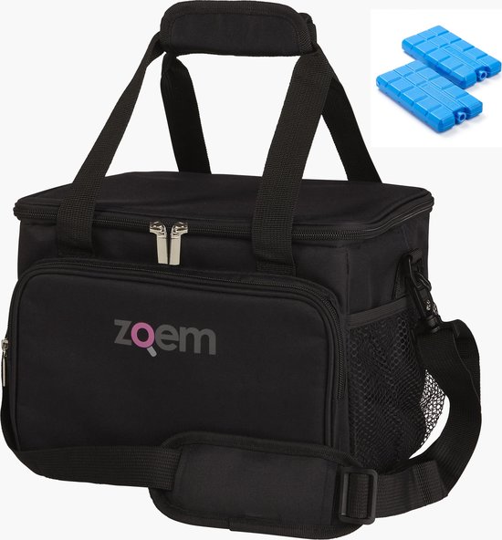Zoem - Koeltas - Stevige koeltas - Zwart - 15 Liter - Koelelementen - Koelbox - Koeling - Lunch - Picknick - Strand - Zee - Zon - Eten en drinken - Fris - Cadeau - Vouwbaar - Compact van Zoem