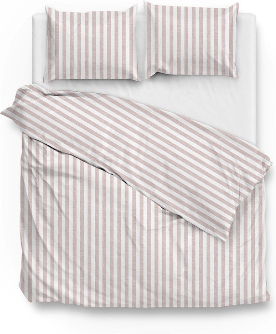 Zohome Dekbedovertrek Banda-di-Lino - Bedlinnen met Strepen - 240x220 - Beige - Dekbedhoes van 100% Katoen van Zohome