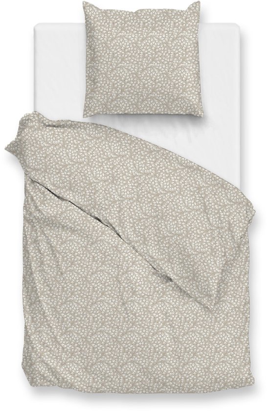 Zohome Dekbedovertrek Eliana - Natural - Bladeren - Dekbedovertrek 140x200/220 cm - 100% Microvezel - Eenpersoons van Merkloos
