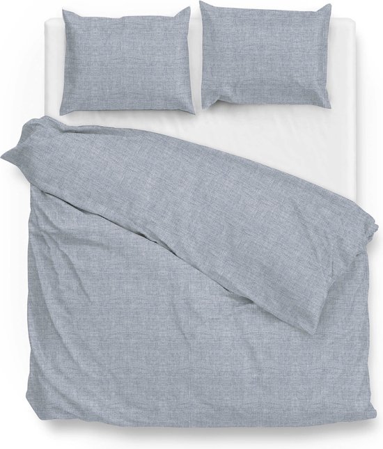 Zohome Dekbedovertrek Lino - Deken - Dekbed - Blauw - 100% Katoen - Uni - 200x220 + 2 slopen 60/70 cm van Zohome