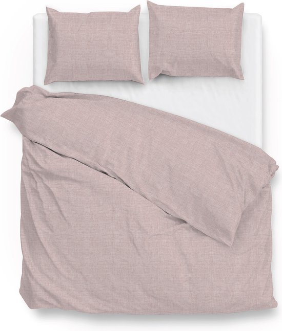 Zohome Dekbedovertrek Lino - Effen Bedlinnen - 240x220 - Roze - Dekbedhoes van 100% Katoen van Zohome