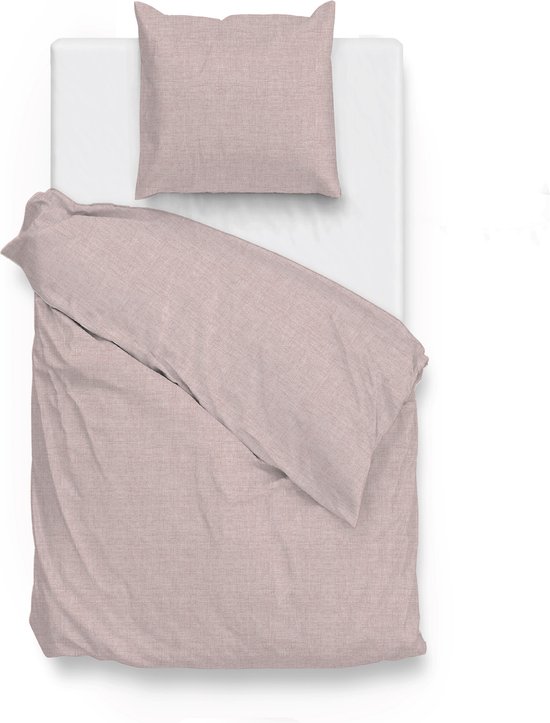 Zohome Dekbedovertrek Lino - Shell Nude - Dekbedovertrek 140x200/220cm - 100% Katoen - Linnen Look - Eenpersoons van Merkloos