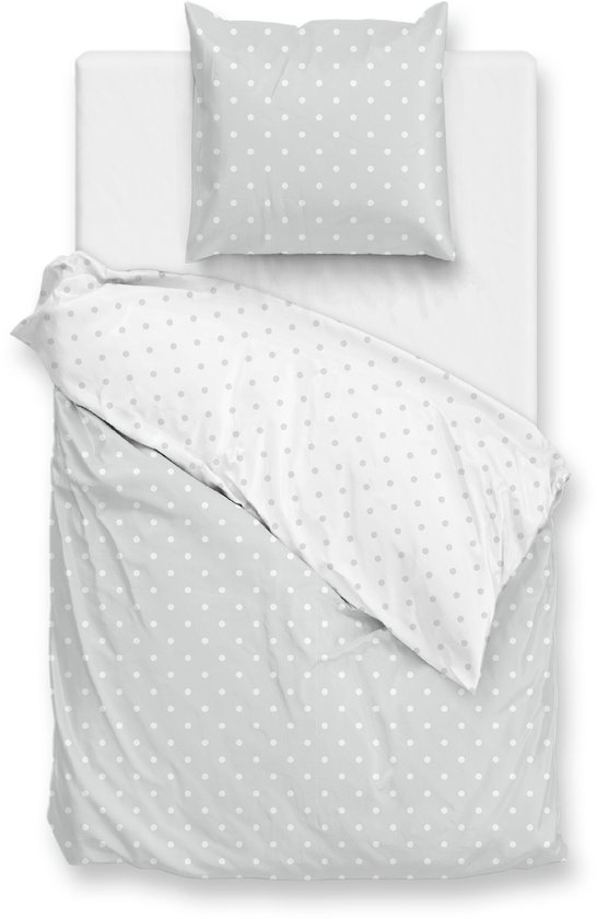 Zohome Dekbedovertrek Punta Di Cotone - Grijs - Eenpersoons - Dekbedhoes van 100% Katoen - Punten - 140x220 + 1 sloop 60/70 cm van Merkloos