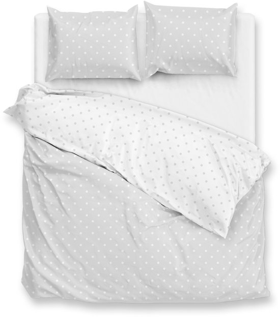 Zohome Dekbedovertrek Punta Di Cotone - Grijs - Lits-jumeaux - Dekbedhoes van 100% Katoen - Punten - 260x220 + 2 slopen 60/70 cm van Merkloos