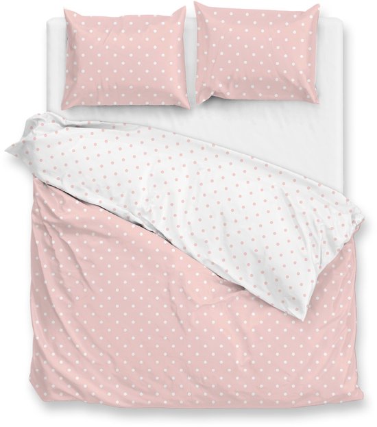 Zohome Dekbedovertrek Punta Di Cotone - Roze - Lits-jumeaux - Dekbedhoes van 100% Katoen - Punten - 240x220 + 2 slopen 60/70 cm van Merkloos