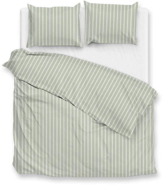 Zohome Dekbedovertrek Righe di Percalle - Deken - Dekbed - Groen - 100% Katoen-Perkal - Strepen - 240x220 + 2 slopen 60/70 cm van Merkloos
