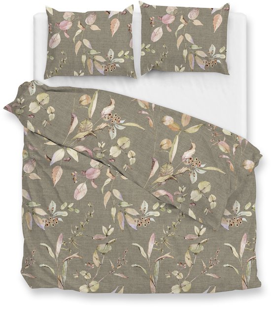 Zohome Dekbedovertrek Sambuco - Bedlinnen met Bladeren print - 240x220 - Groen - Dekbedhoes van 100% Katoen van Zohome