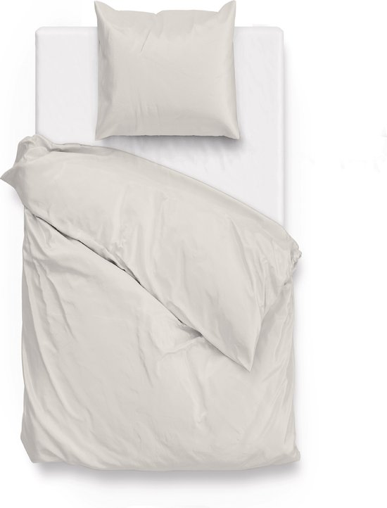 Zohome Dekbedovertrek Satinado - Effen Bedlinnen - 140x220 - Off-White - Dekbedhoes van 100% Katoen-Satijn van Merkloos