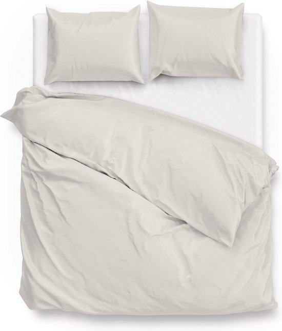 Zohome Dekbedovertrek Satinado - Effen Bedlinnen - 200x220 - Off-White - Dekbedhoes van 100% Katoen-Satijn van Merkloos