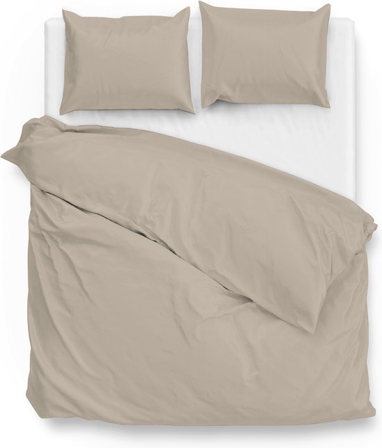 Zohome Dekbedovertrek Satinado - Effen Bedlinnen - 240x220 - Beige - Dekbedhoes van 100% Katoen-Satijn van Zohome