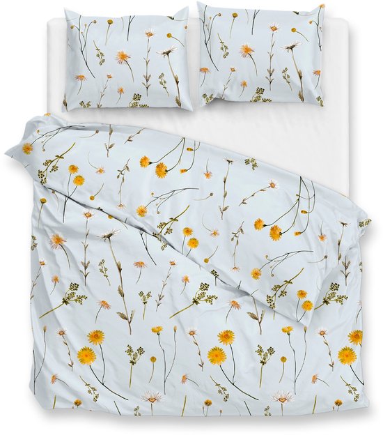 Zohome Dekbedovertrek Savio - Blauw - Tweepersoons - Dekbedhoes van 100% Katoen - Bloemen - 200x220 + 2 slopen 60/70 cm - AW25 van Merkloos