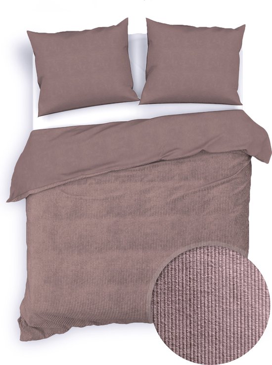 Zohome Dekbedovertrek Velluto-a-Coste - Effen Bedlinnen - 240x220 - Roze - Dekbedhoes van Polyester / Katoen van Zohome