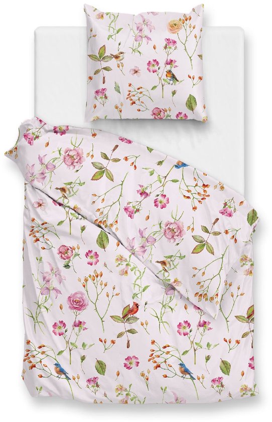 Zohome Dekbedovertrek Zita - Roze - Eenpersoons - Dekbedhoes van 100% Katoen - Bloemen - 140x220 + 1 sloop 60/70 cm - AW25 van Merkloos