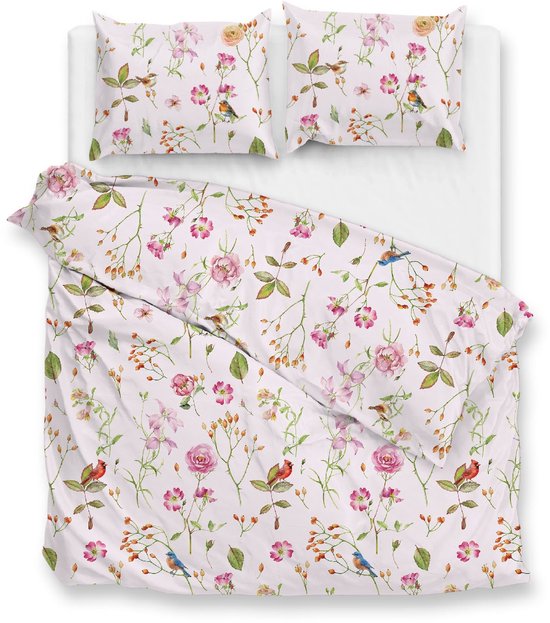 Zohome Dekbedovertrek Zita - Roze - Lits-jumeaux - Dekbedhoes van 100% Katoen - Bloemen - 260x220 + 2 slopen 60/70 cm - AW25 van Merkloos