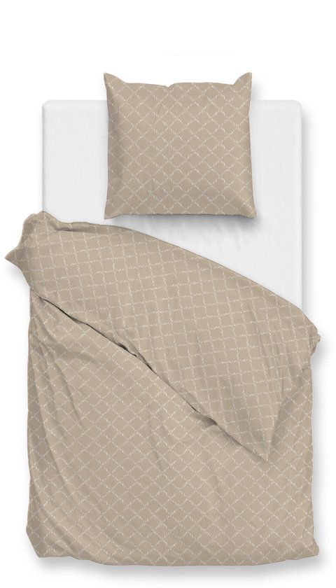 Zohome Linea-di-Satinado Dekbedovertrek - 100% Katoen-Satijn - 140x220 - Beige van Merkloos