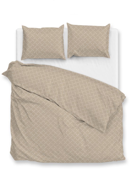 Zohome Linea-di-Satinado Dekbedovertrek - 100% Katoen-Satijn - 200x220-NL-BE - Beige van Merkloos
