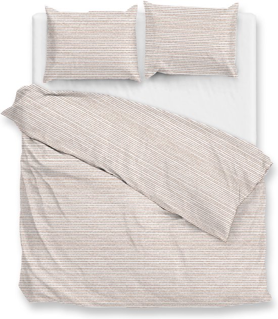 Zohome Striscia Dekbedovertrek - 100% Katoen-Perkal - 240x220 - Beige van Zohome