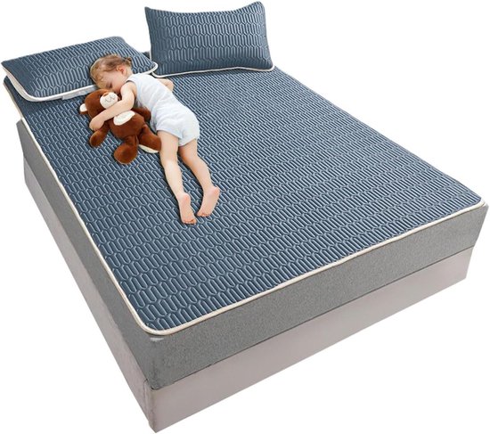 Zomer Bedmat - Koelmatras Pad - Koel Slapen - Vochtafvoerende Stof - 180 x 200 cm - Blauw