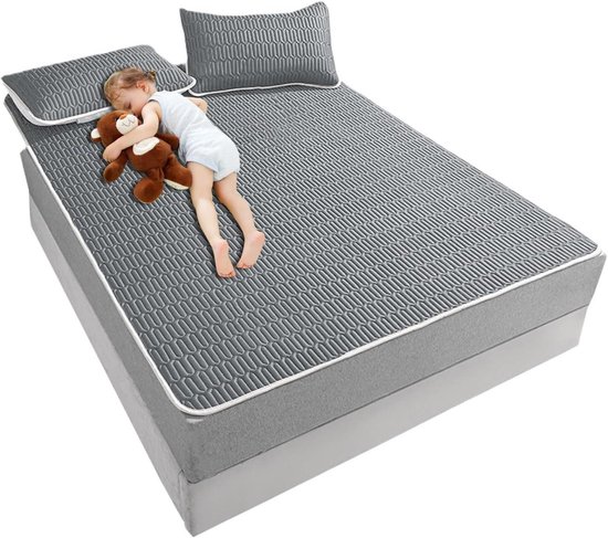 Zomer Koele Bedmat - Slaapmat Koelkussen - Verkoeling Tijdens Slapen - Dubbellaags Ademend - 180x200 cm - Grijs