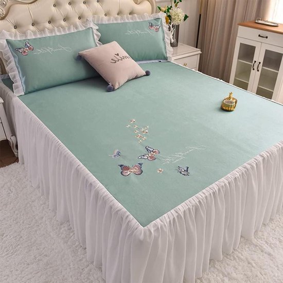 Zomer Koelmat - Matras Beschermer - Koel Slapen - IJskoud Zijdemateriaal - 2 x 2.2 meter - Groen van Merkloos