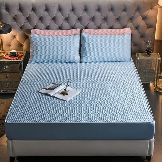 Zomer Mat - Koelmat Slaapmat - Koel Slapen - Natuurlijke Latex Vulling - 1.8*2.2m - Lichtblauw