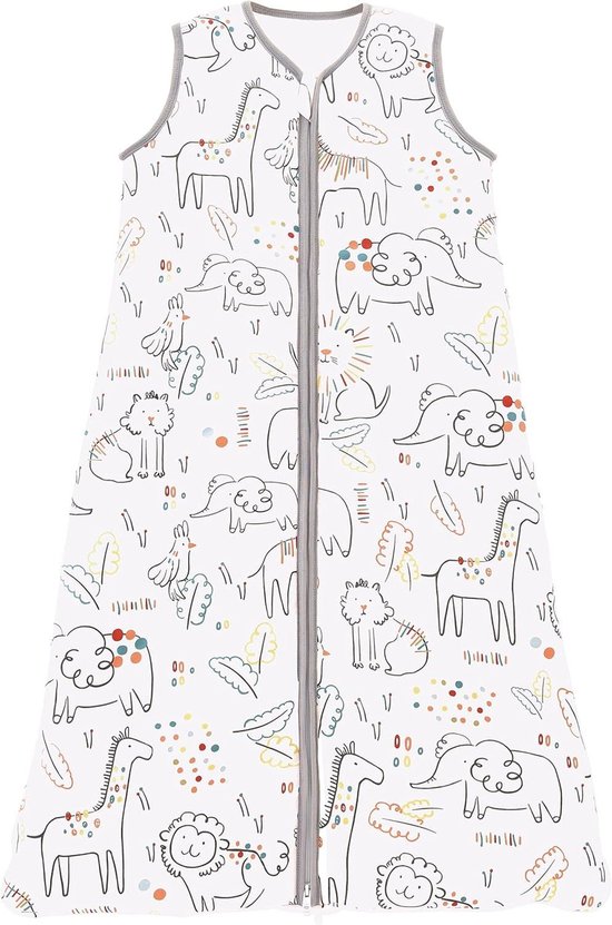 Zomerkinder slaapzak mouwloze slaapzak zomer en lente 100% katoen 130 / baby lengte: 130-150 cm gekleurde dieren van Merkloos