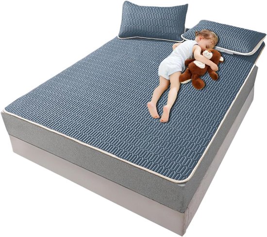 Zomerkoele Bedmat - Slaapmat Koel Laken - Comfortabel Slapen - Ademende Koele Zijde - 180x200 cm - Blauw