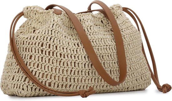Zomerse Stro Strandtas voor Vrouwen - Handige Tote Bag, Gevlochten Schoudertas en Clutch voor Vakantiegebruik van Merkloos
